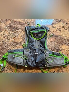 Gray and Lime Green Running or Hiking Pack Vest